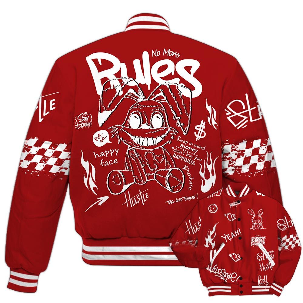 Varsity Jacket To Match Red Taxi 12s - No More Rules Retro Varsity Jacket Red Taxi 12s Outfit