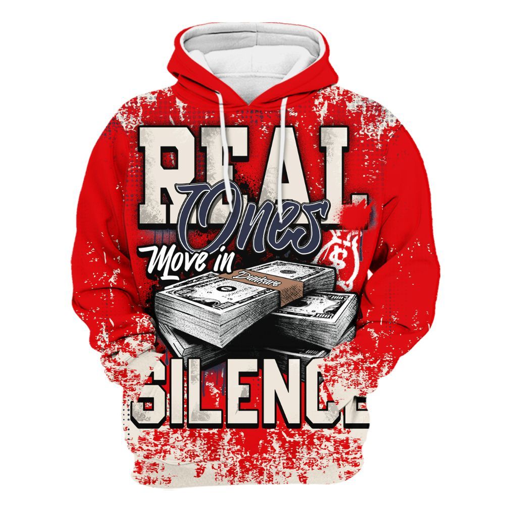 Hoodie To Match Low OG Howard University 1s - Move In Silence Money Street Retro All Over Print