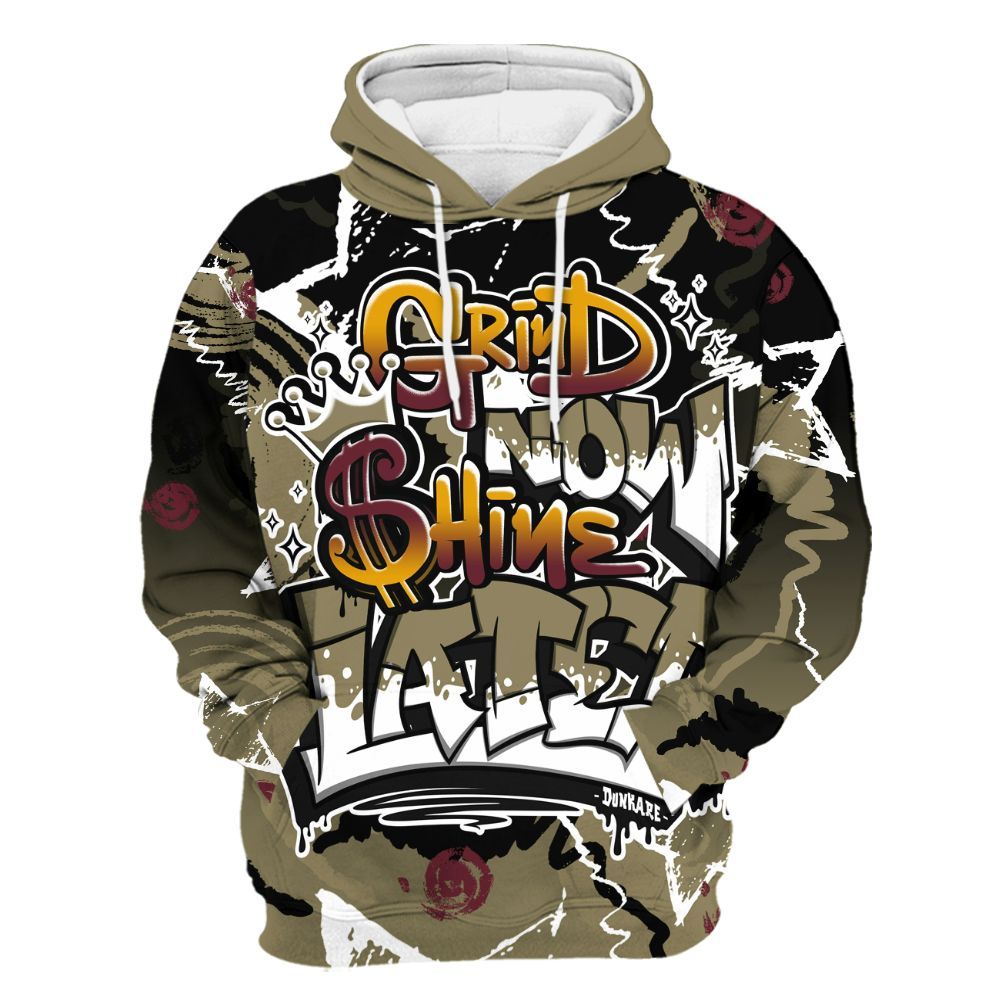 Hoodie To Match Black Olive 7s - Grind Shine Later Drip All Over Print