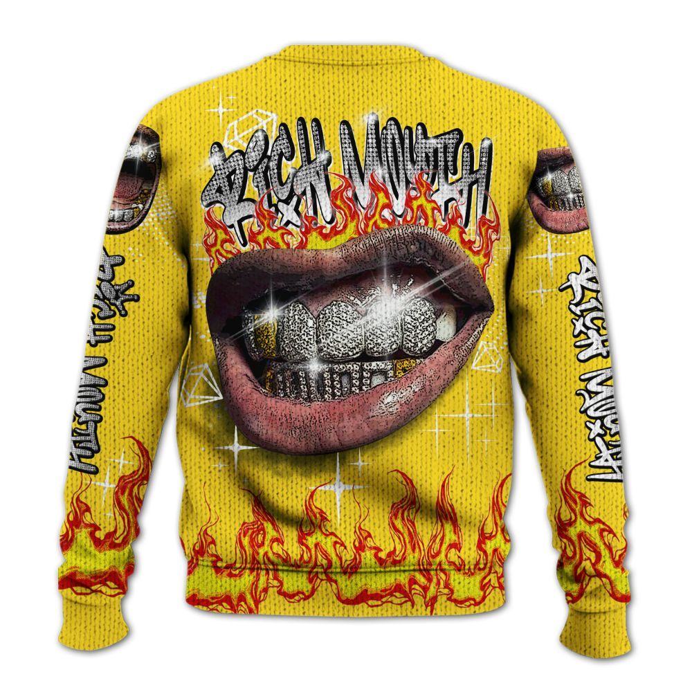 Knitted Sweater To Match Retro Thunder 4s - Rich Mouth Fire Rap Retro 90s