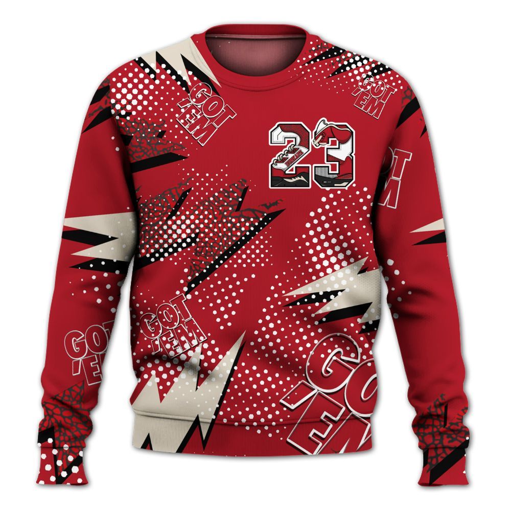 Sweatshirt To Match Mid Red Cracked Leather 1s - 23 Custom Name 5s All Over Print