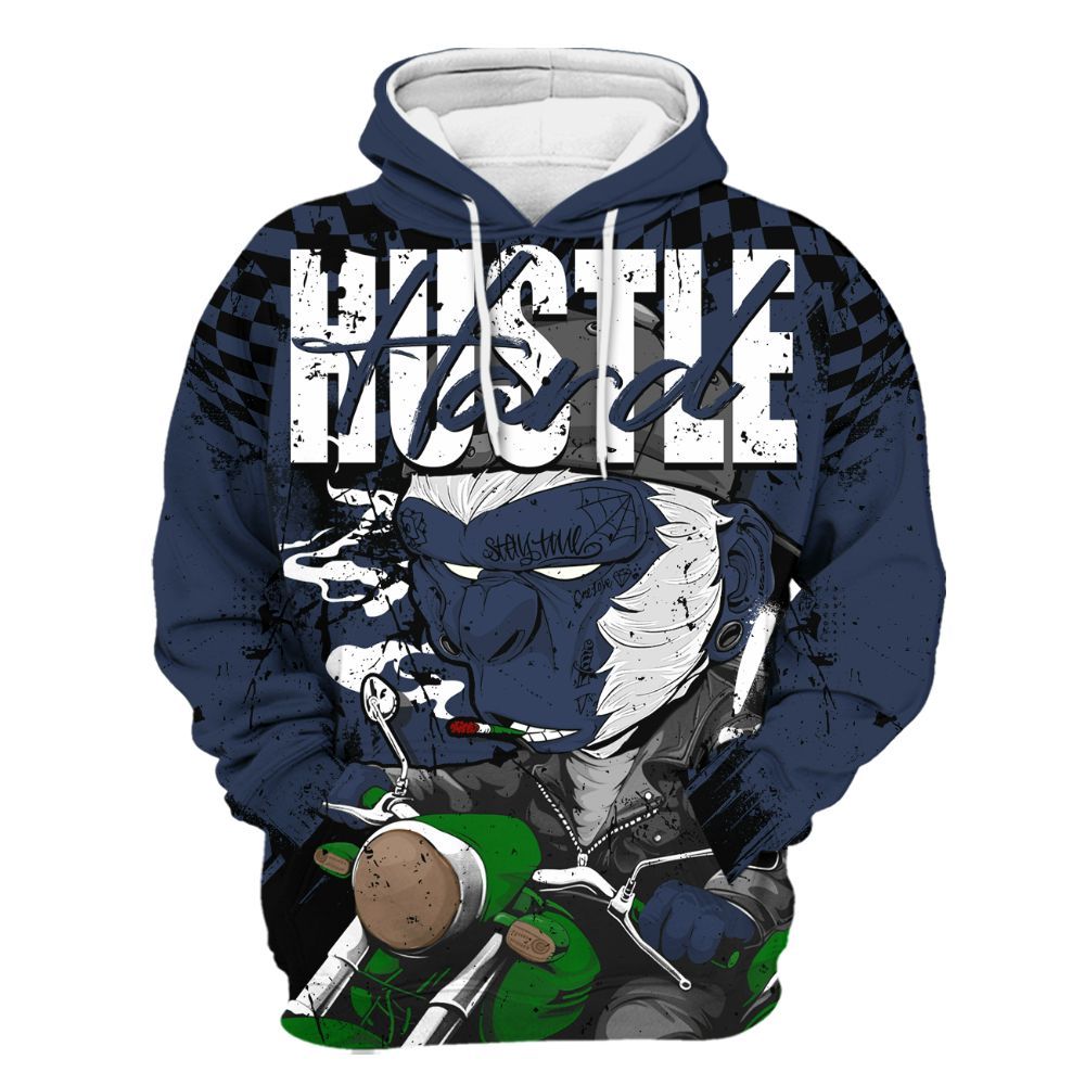 Hoodie To Match Midnight Navy 13s - Hustle Hard Monkey All Over Print