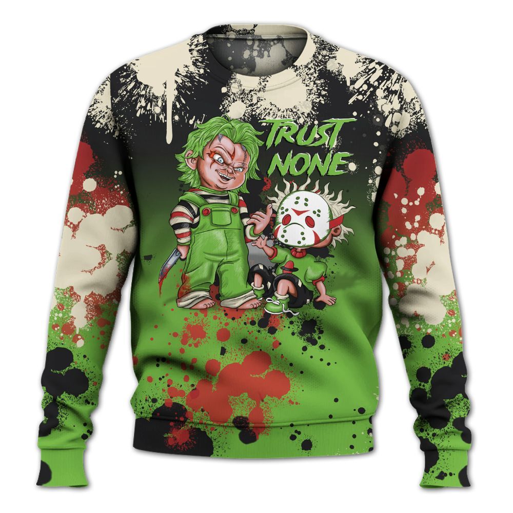 Sweatshirt To Match Air Max Waffle SP Action Green - Trust No One Scary All Over Print