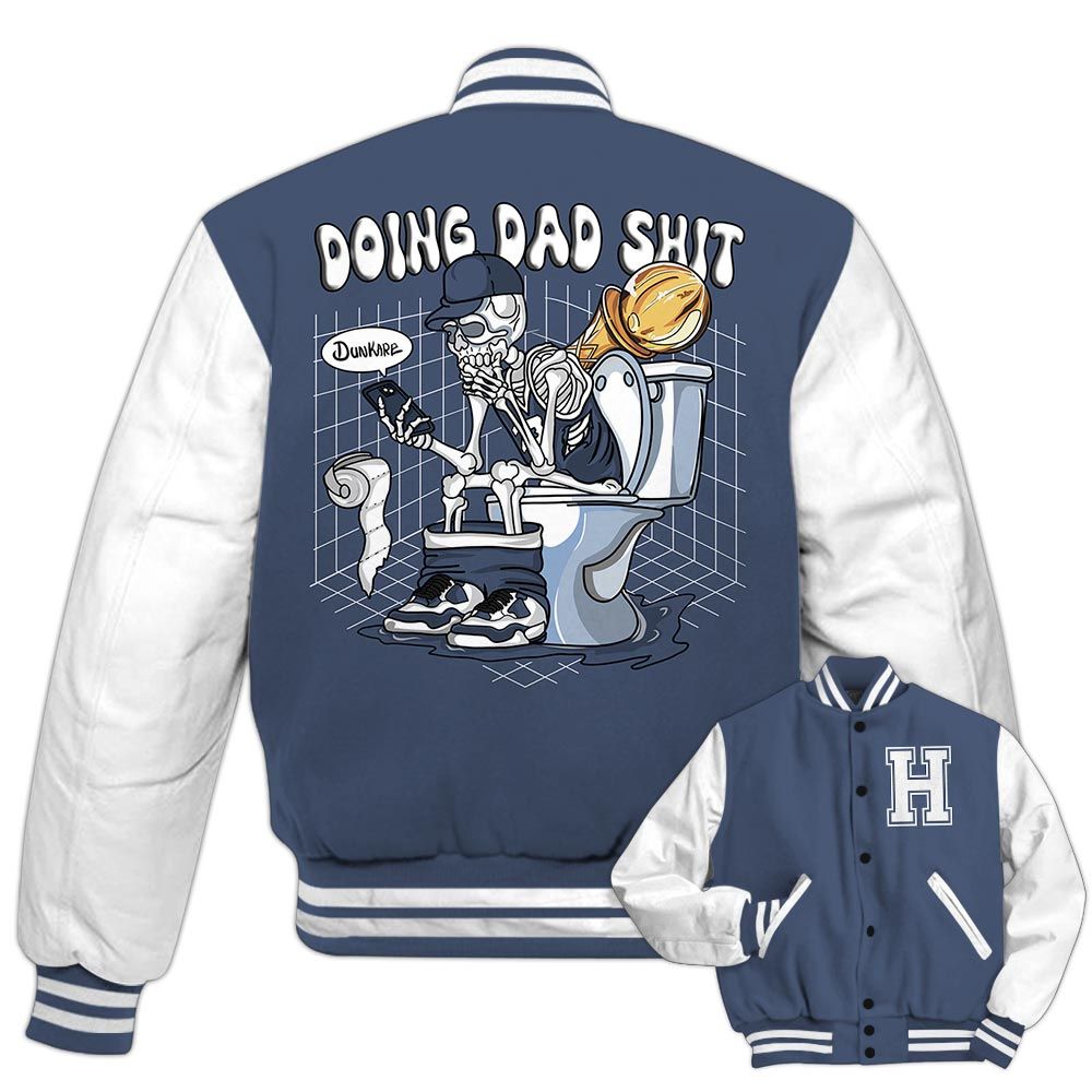 Varsity Jacket To Match Low Diffused Blue 11s - Custom Doing Dad Shit Varsity Jacket Outfit 1605 1TCD