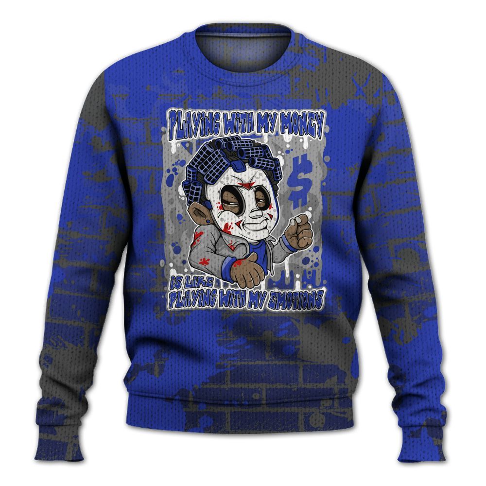 Knitted Sweater To Match Air Max Plus Black Racer Blue - Playing With My Money Graphic Halloween