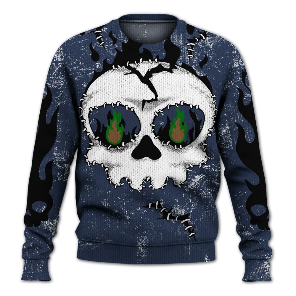 Knitted Sweater To Match Midnight Navy 13s - Cracked Skull Stitches