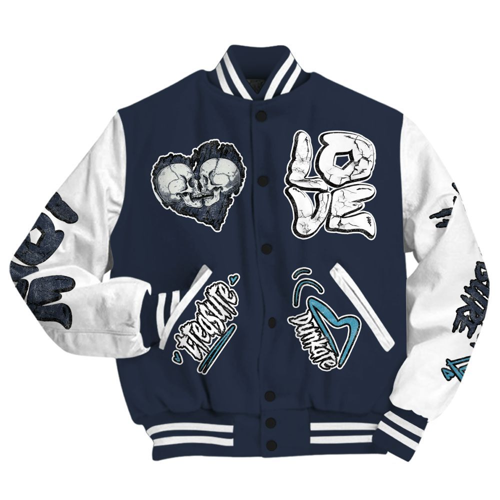Varsity Jacket To Match Retro Obsidian 13s - Skull Bear All Over Print
