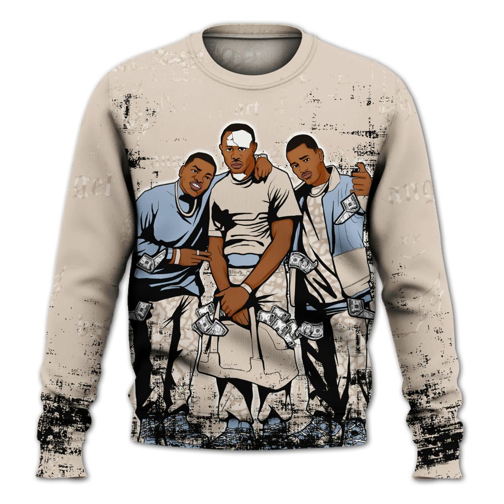 Sweatshirt To Match Desert Sand 3s - Paid In Full Money All Over Print