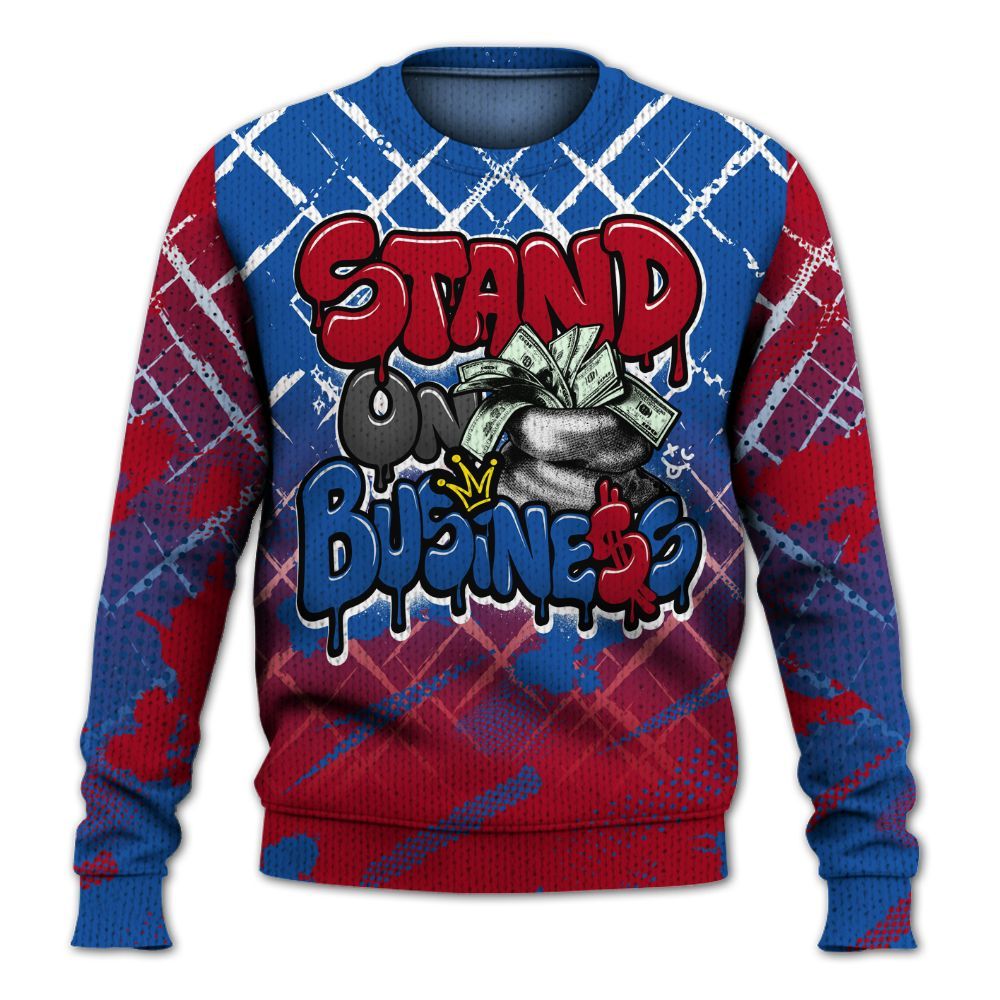 Knitted Sweater To Match Air Griffey Max Black Red Navy Blue 1s - Halftone Stand Business Dripping