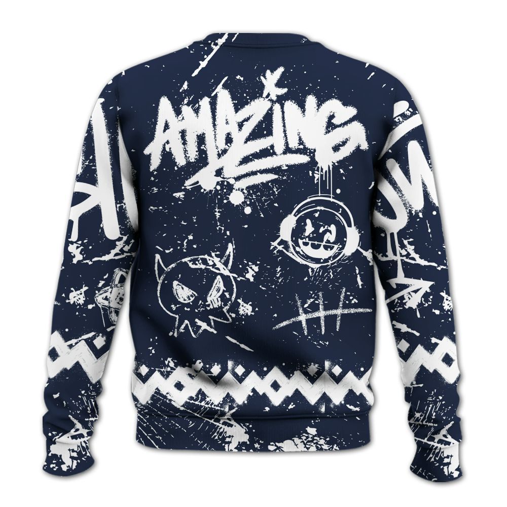 Sweatshirt To Match Dunk Low White Midnight Navy - Friday Sneaker Crayon All Over Print