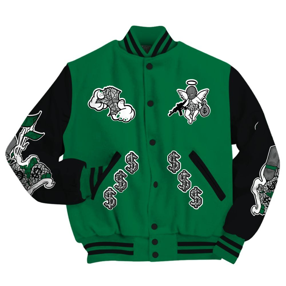 Varsity Jacket To Match Pine Green 3s - Ones Move In Silence Graphic All Over Print