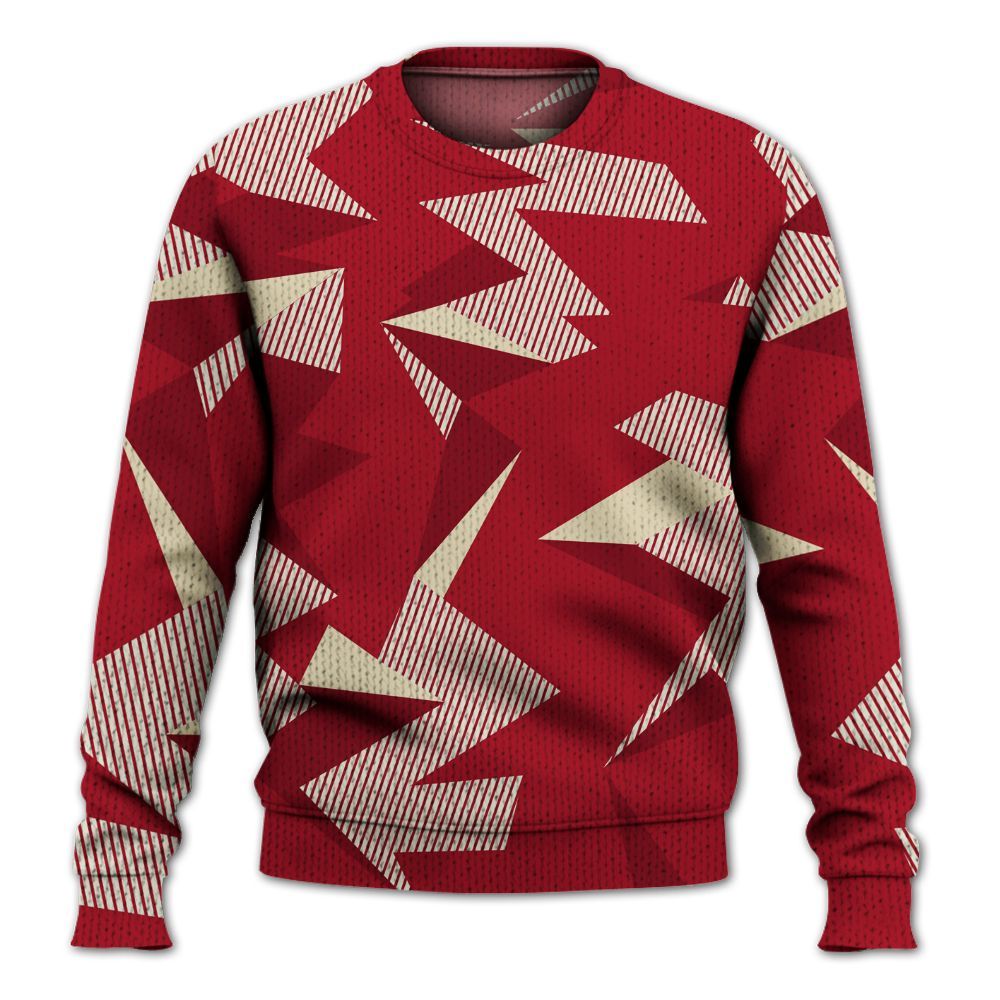 Knitted Sweater To Match 2025 High OG Cinnabar 1s - Geometric Camouflage Pattern