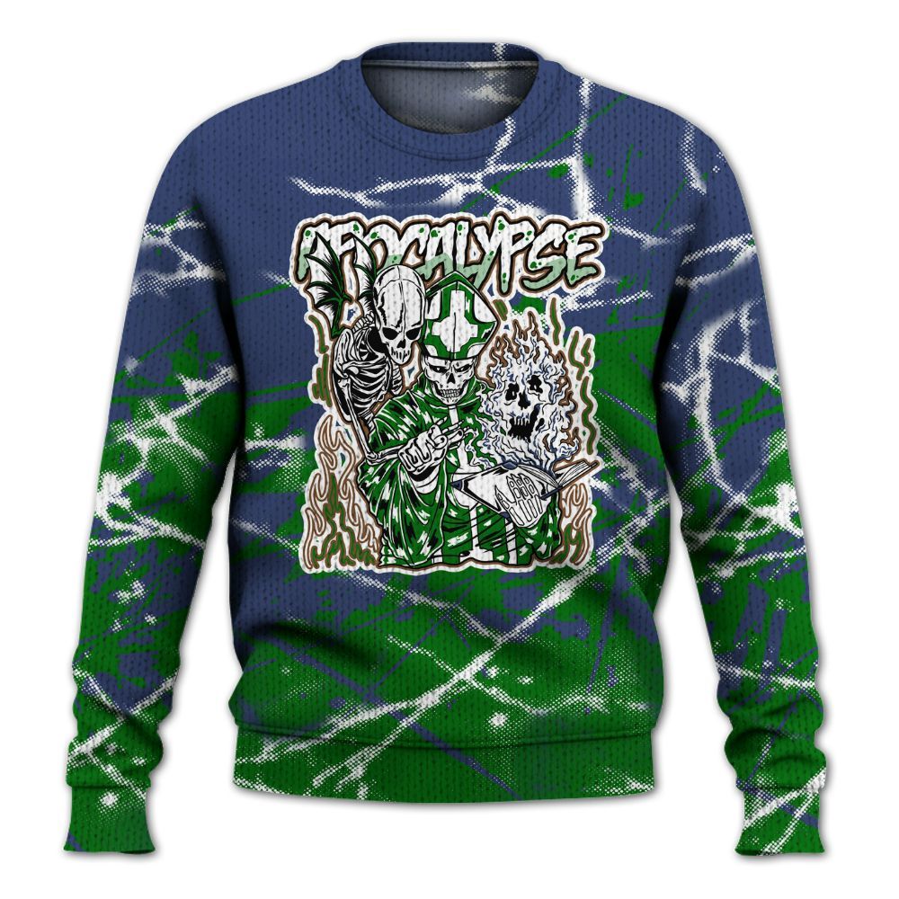 Knitted Sweater To Match Midnight Navy 13s - Apocalypse Skeleton Profound