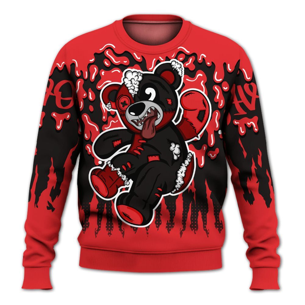 Sweatshirt To Match Chile Red 9s - Havok Bear Dripping All Over Print