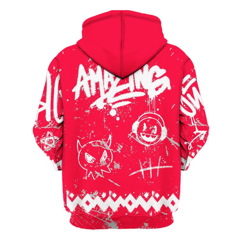 Hoodie To Match Retro Fire Red 3s - Friday Sneaker Crayon All Over Print
