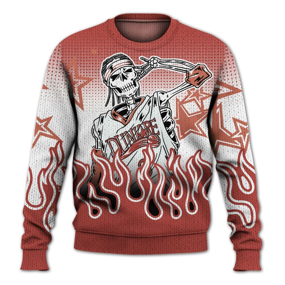 Knitted Sweater To Match Dune Red 13s - Allen Answer Unique Fire Custom Name