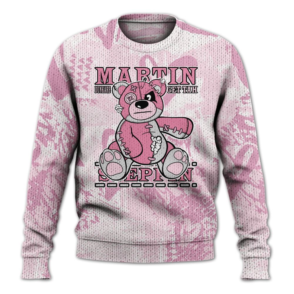 Knitted Sweater To Match Orchid 4s - Tah Steppin Bear Heart Grunge