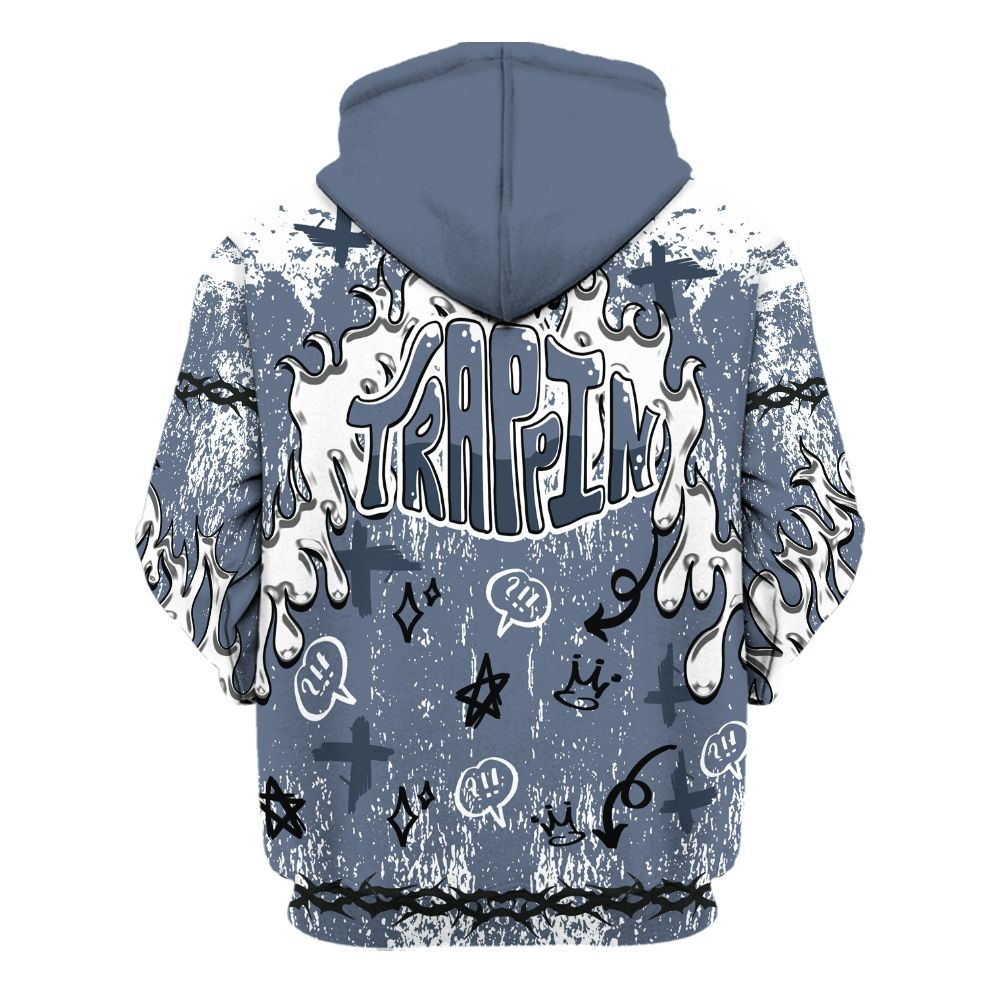 Hoodie To Match Low Diffused Blue 11s - Trappin' Unique Graphics All Over Print