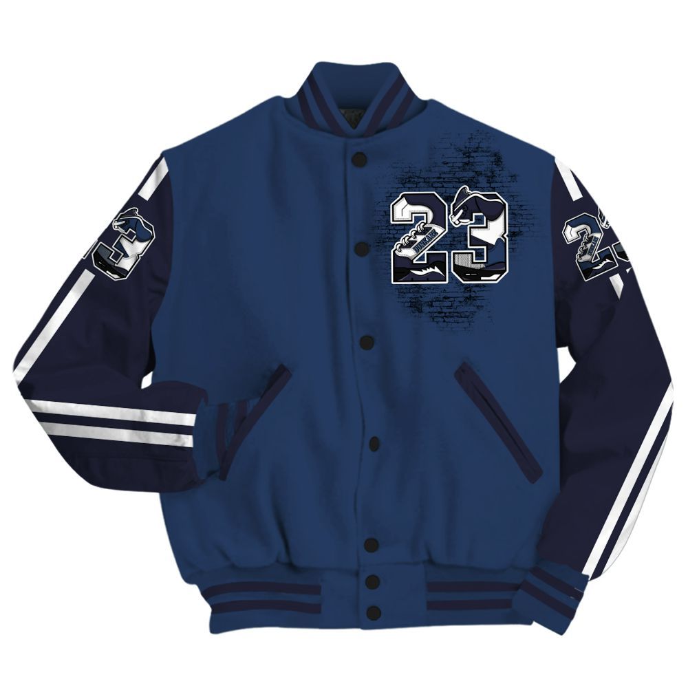 Varsity Jacket To Match Low 85 Metallic Blue 1s - Custom Name Number 23 5s All Over Print