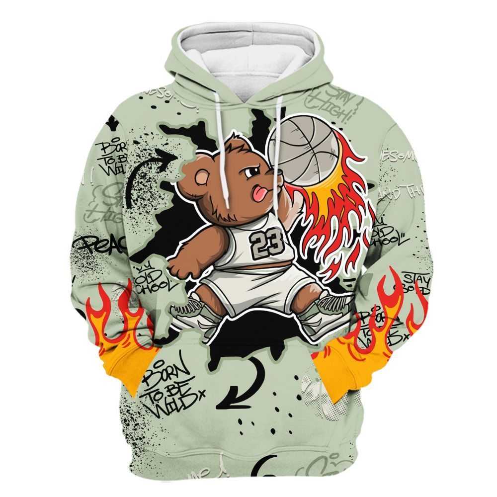 Hoodie To Match Seafoam Sail 4s - Number 23 Basketball Bear Custom Name All Over Print
