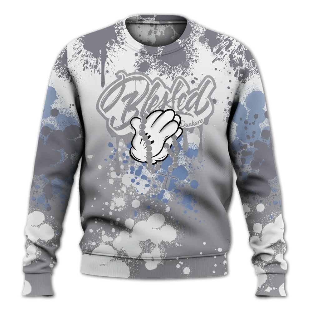 Sweatshirt To Match Low Cement Grey 11s - God Blessed Ink Drip All Over Print