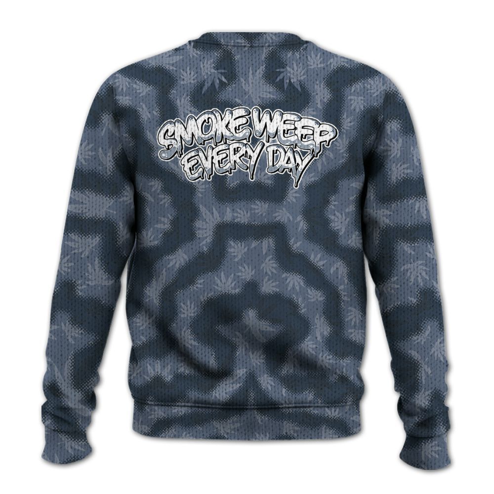 Knitted Sweater To Match Low Diffused Blue 11s - Smoking Every Day Graphic Weeding Art