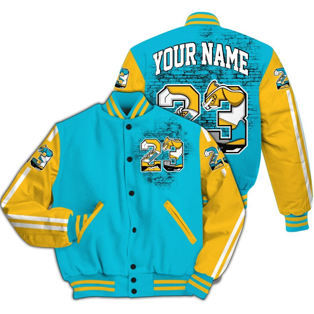 Varsity Jacket To Match Retro Aqua 5s - Custom Name Number 23 5s All Over Print