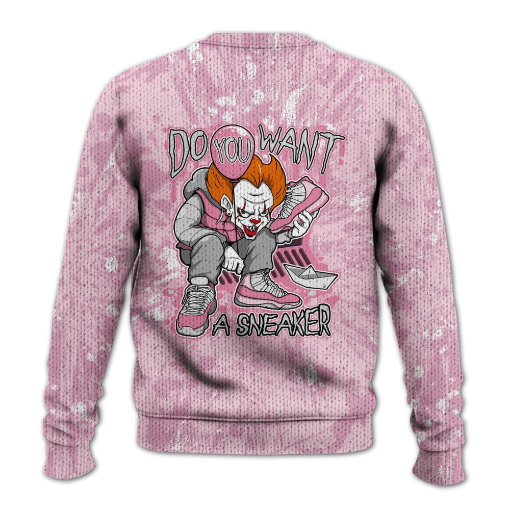 Knitted Sweater To Match Orchid 4s - Clown Scary Sneakers Graphic Halloween