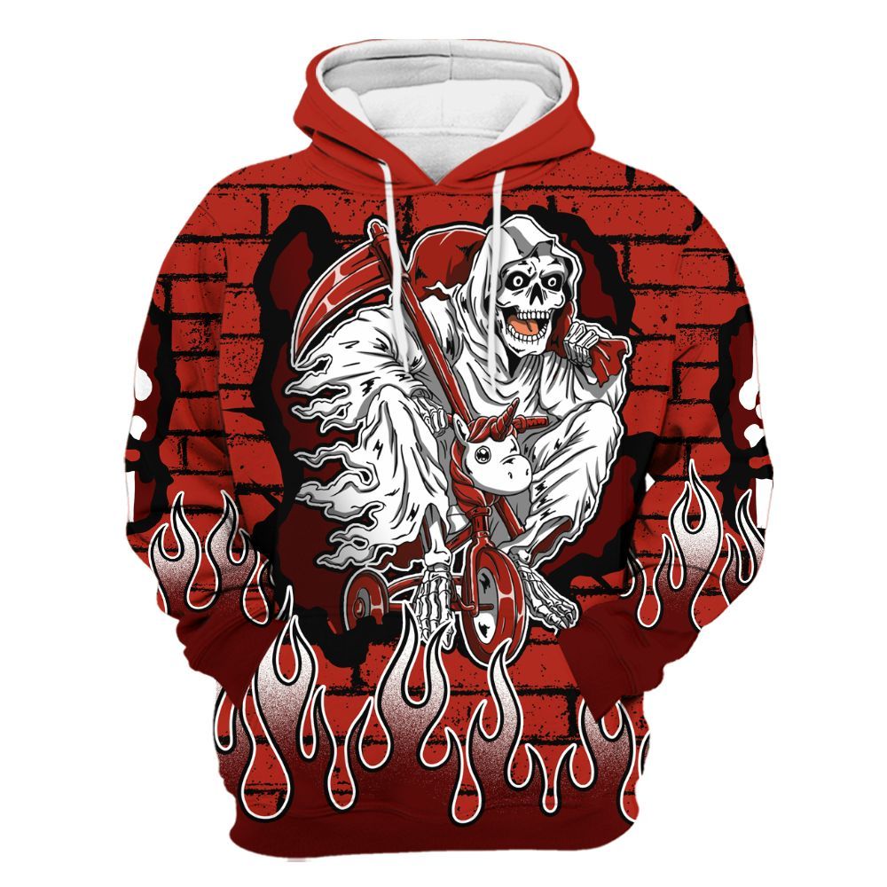 Hoodie To Match SP Firewood Orange 4s - Self Make Skeleton Crashed All Over Print