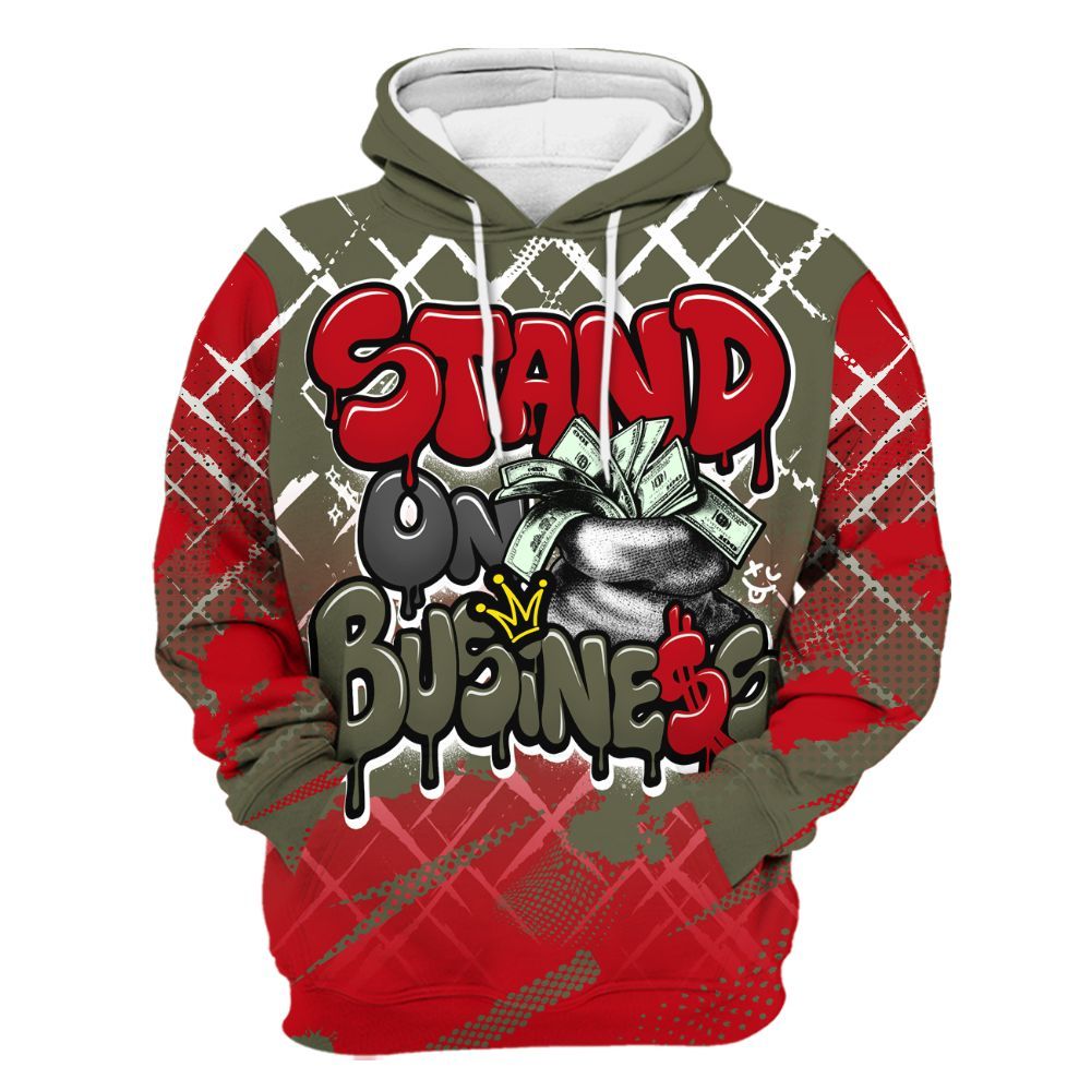 Hoodie To Match Low OG Medium Olive 1s - Halftone Stand Business Dripping All Over Print