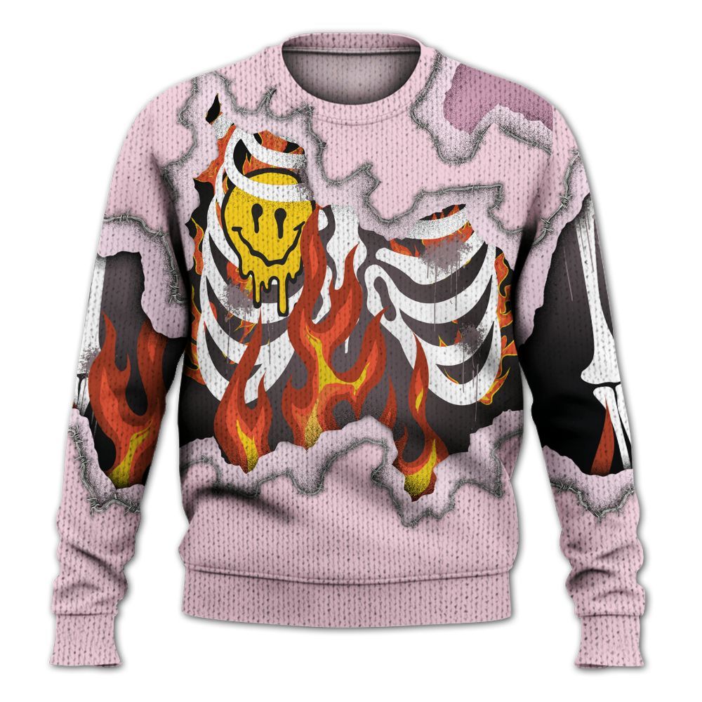 Knitted Sweater To Match Orchid 4s - Skeleton On Fire Skrrt