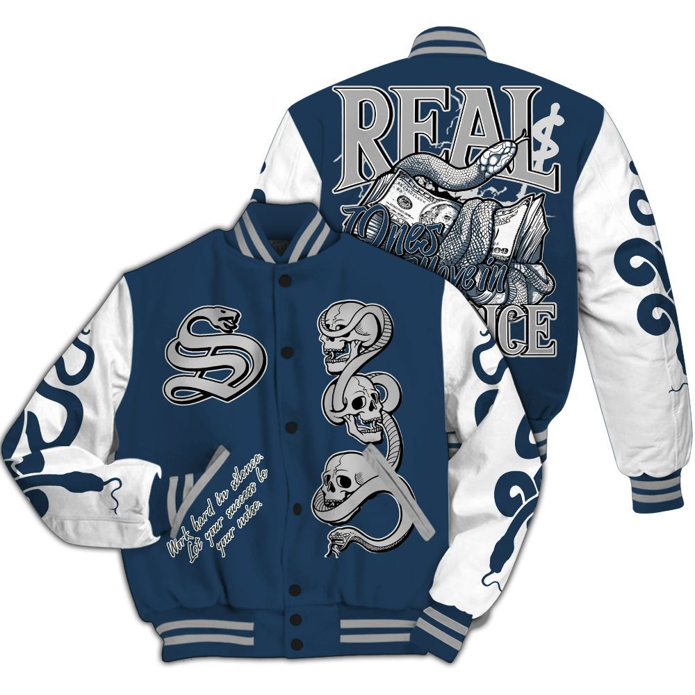 Varsity Jacket To Match Retro French Blue 2025 12s - Snake Move In Silence All Over Print
