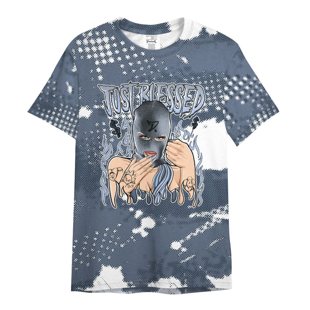 Shirt To Match Low Diffused Blue 11s - Blessed!! Smoke Dot All Over Print