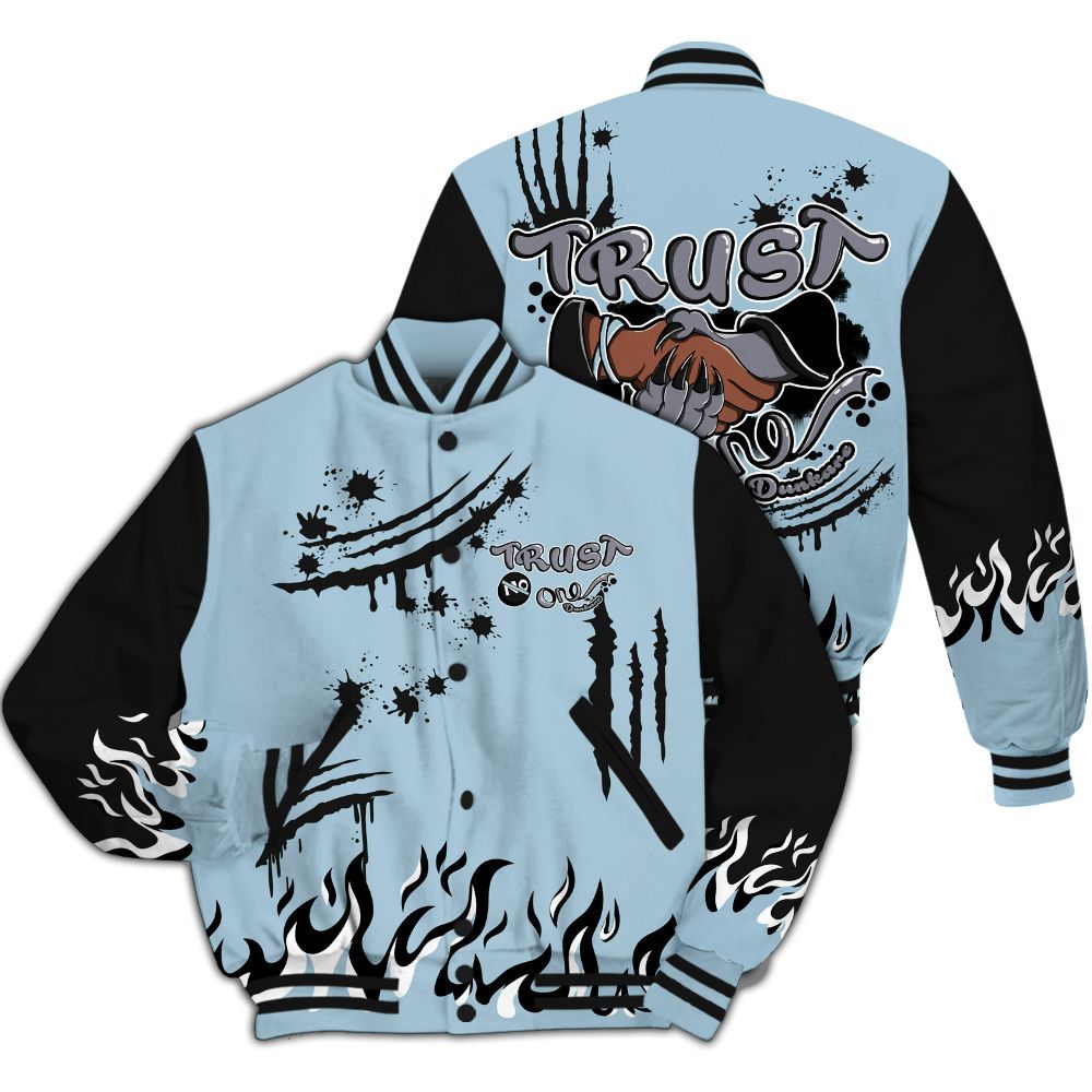 Varsity Jacket To Match Chambray 7s - Graphic Trust No One All Over Print