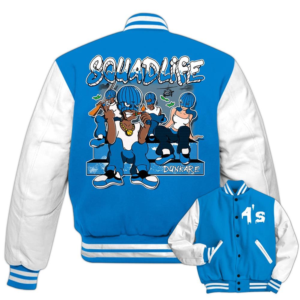 Varsity Jacket To Match Industrial Blue 4s - Squad Life Varsity Jacket Outfit Military Blue 4s 1605 LGH