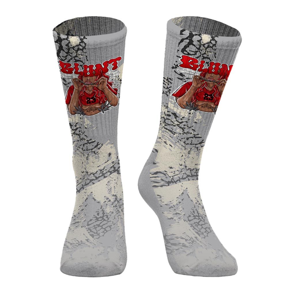 Sock To Match Cement Grey 3s - Bluntz Unique Circle Splash