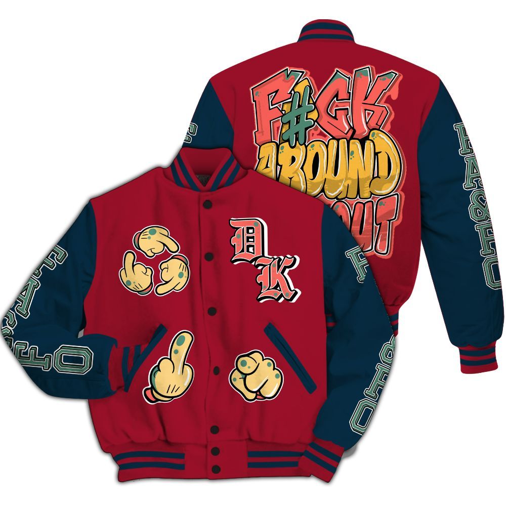Varsity Jacket To Match Mid Multi Color 2022 1s - F Around Find Out Graphic All Over Print