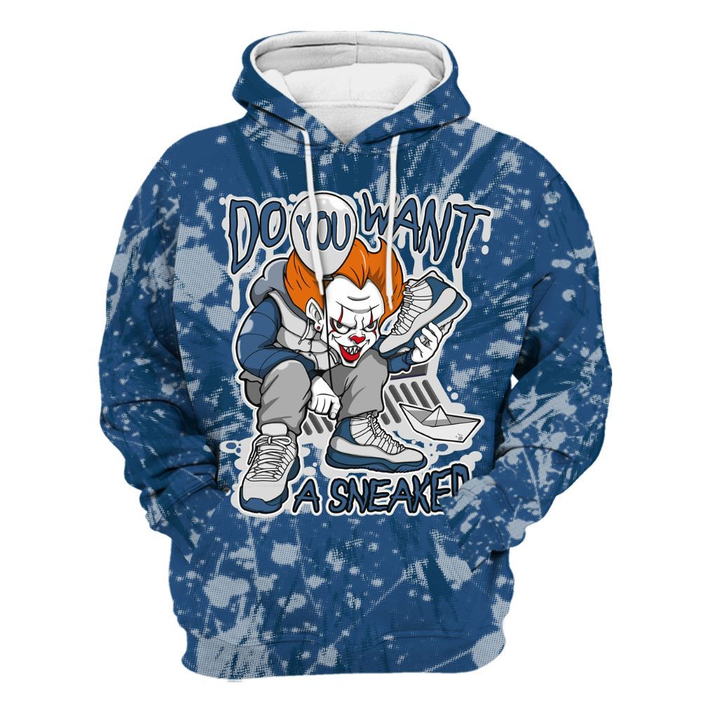 Hoodie To Match High OG Midnight Navy 1s - Clown Scary Sneakers Graphic Halloween All Over Print