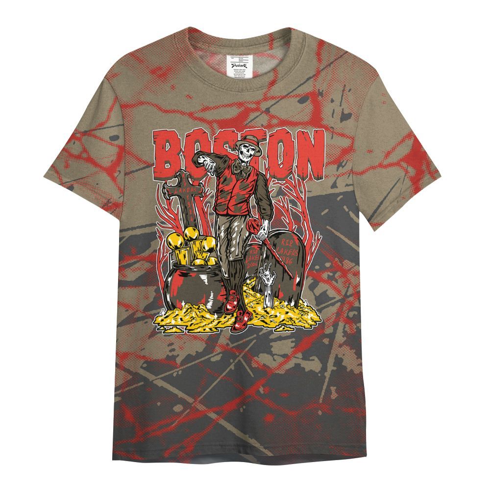 Shirt To Match Olive 9s - Goldrush Skeleton Profound All Over Print