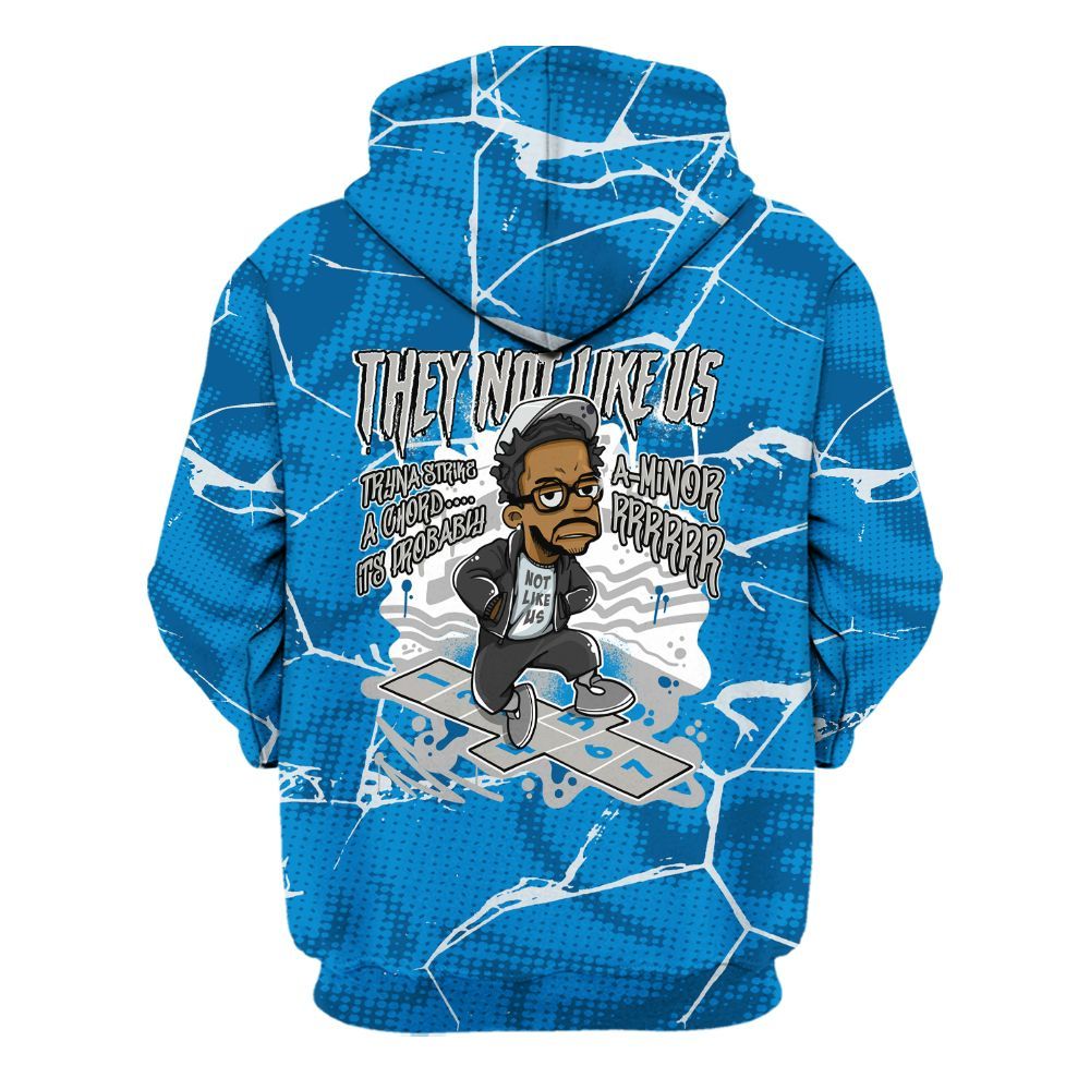 Hoodie To Match Military Blue 4s - Hopscotch Dislike Us Graphic Crack All Over Print