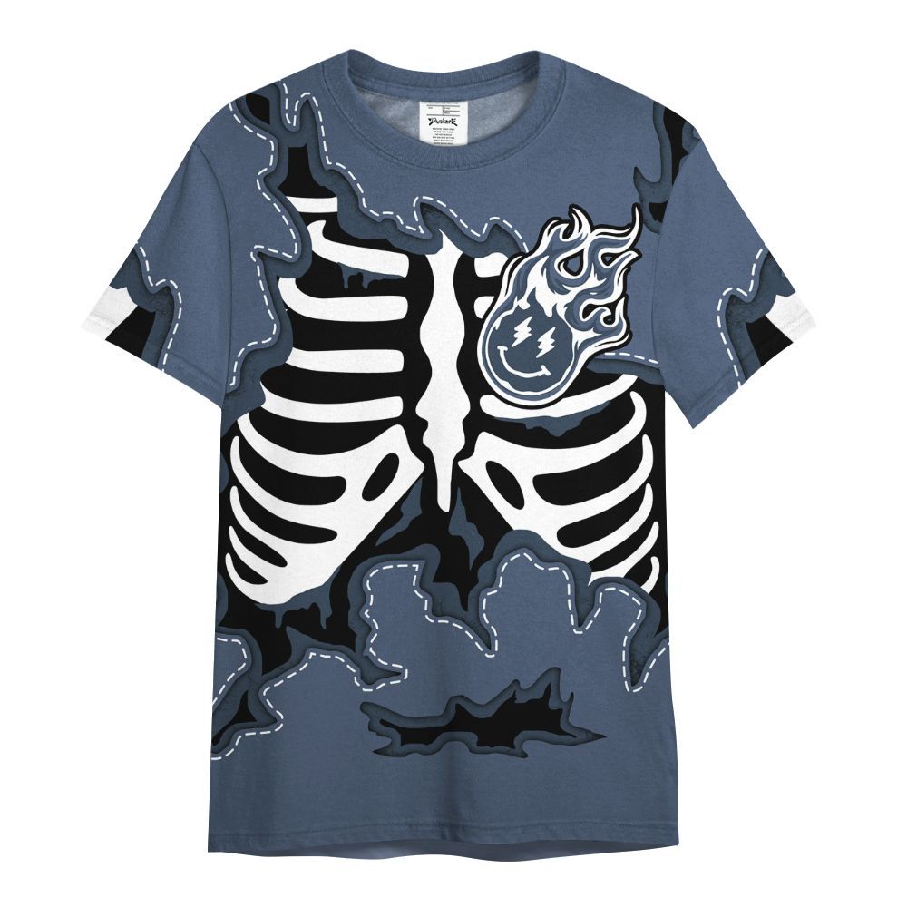 Shirt To Match Low Diffused Blue 11s - Skeleton Smiley Face All Over Print