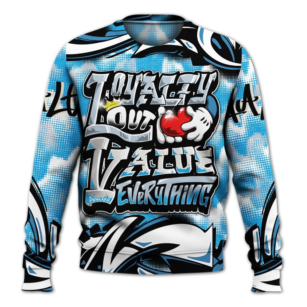 Sweatshirt To Match University Blue Low 2026 11s - Loyalty Out Value Graffiti All Over Print