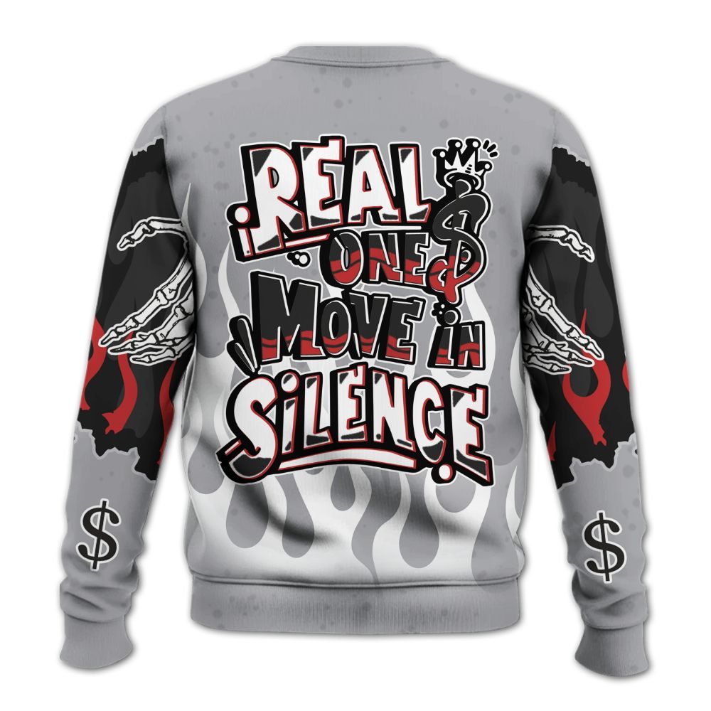 Sweatshirt To Match White Cement 4s - Ones Move In Silence Graphic Trapped All Over Print