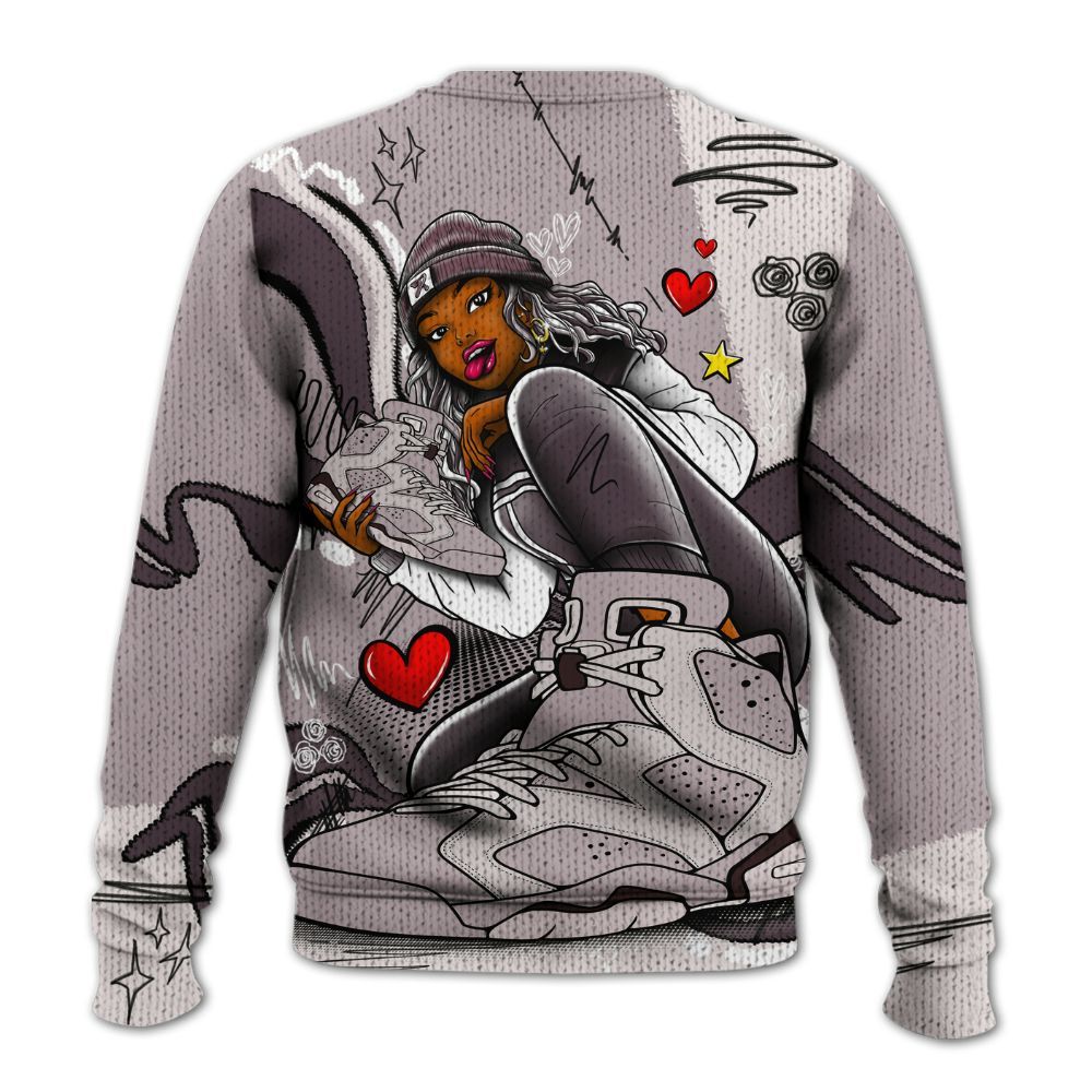 Sweater To Match AMM Air Smokey Mauve 6s - Sneaker Girl With Shoes Graphic