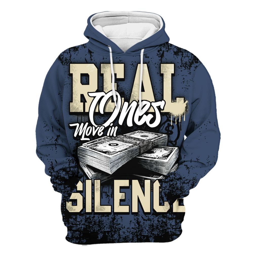 Hoodie To Match Diffused Blue 3s - Move In Silence Money Street Retro All Over Print