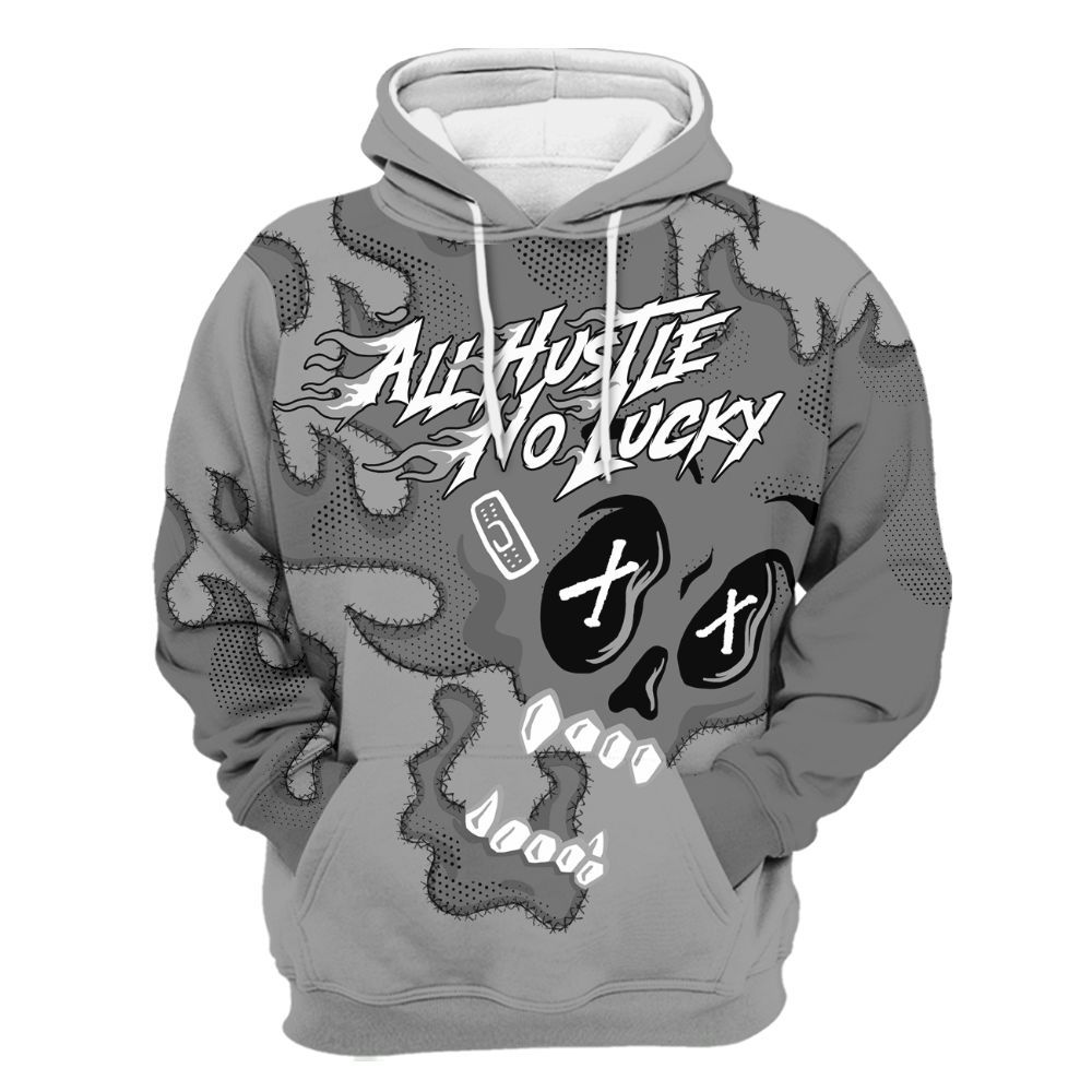 Hoodie To Match Black Wolf Grey 12s - All Hustle No Lucky Skull All Over Print