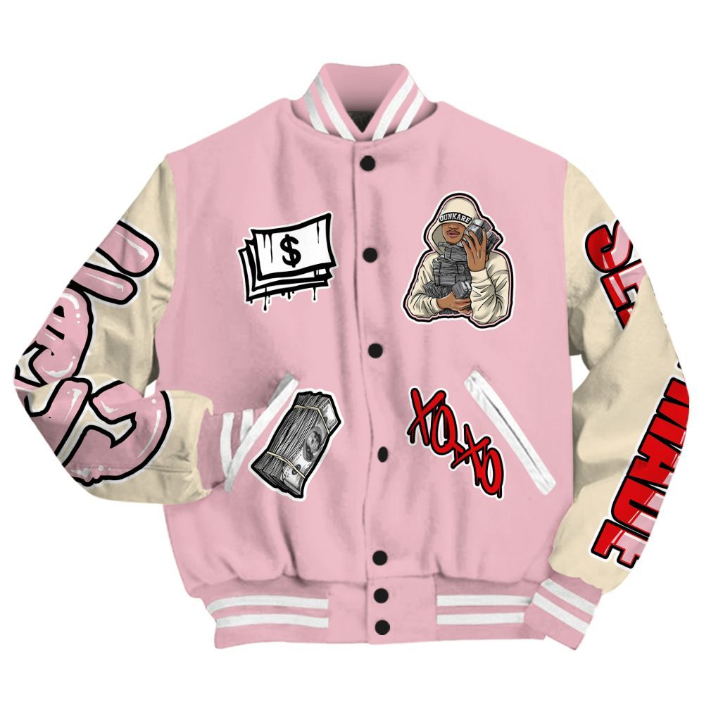 Varsity Jacket To Match Low OG Shy Pink 1s - Selfmade Unique All Over Print