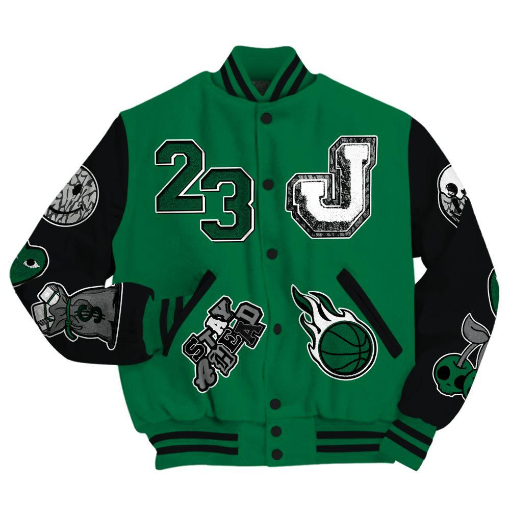 Varsity Jacket To Match Pine Green 3s - Hustles Money Number 23 All Over Print
