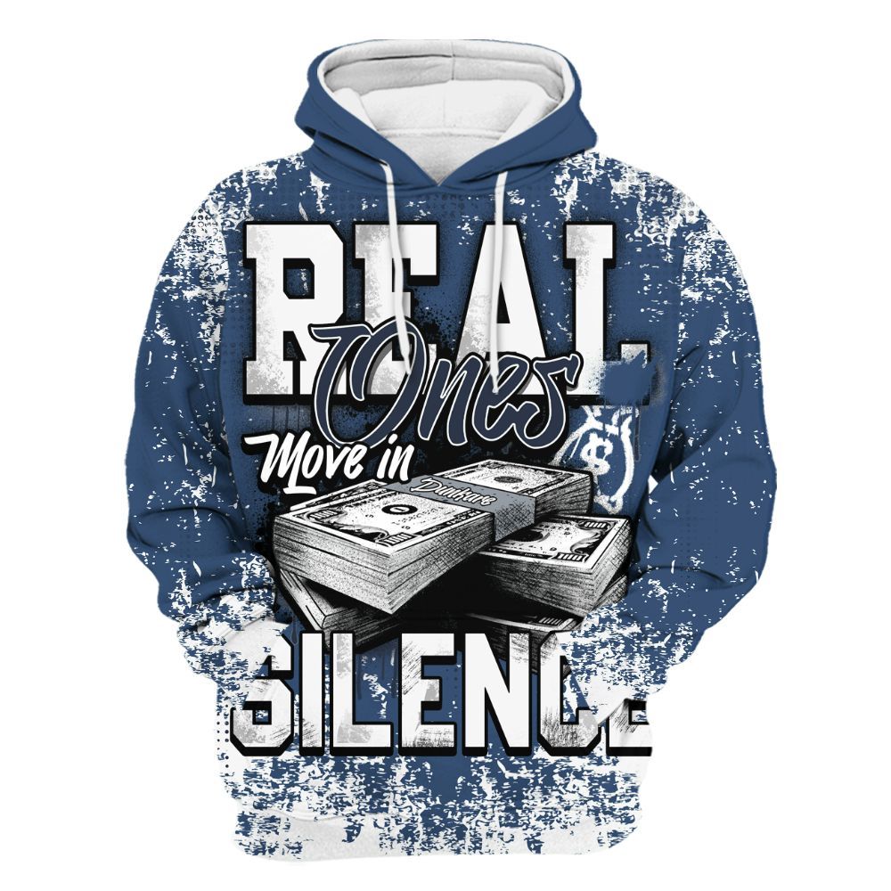 Hoodie To Match Midnight Navy 4s - Move In Silence Money Street Retro All Over Print