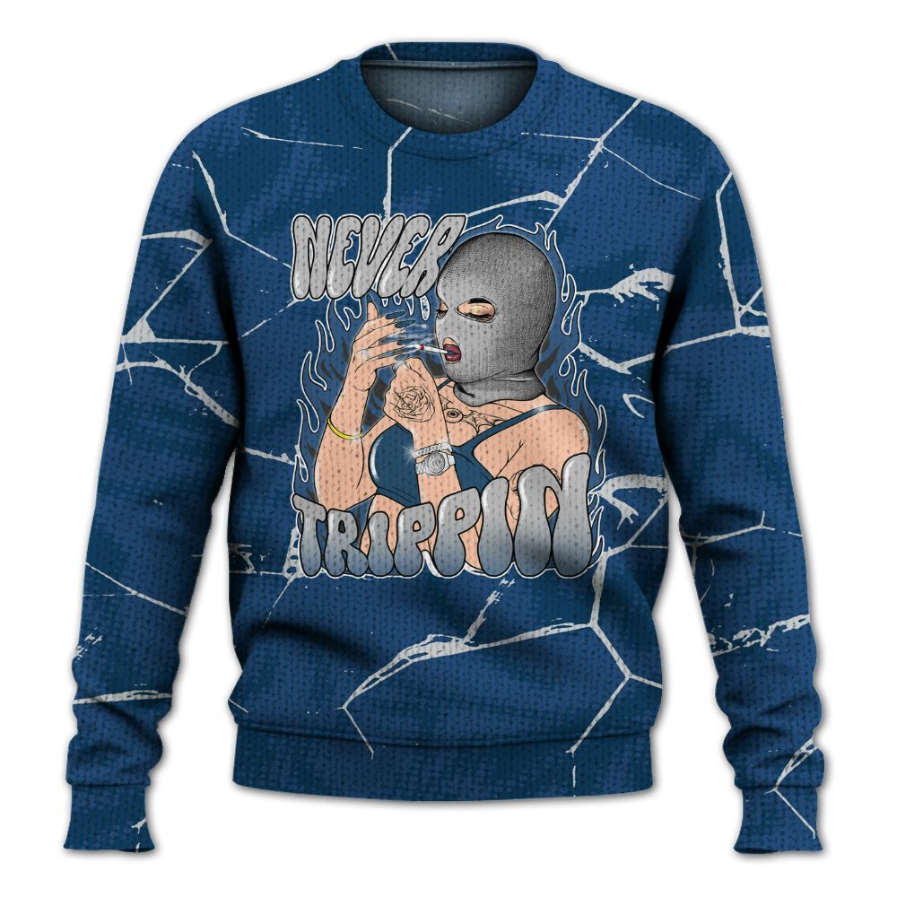 Knitted Sweater To Match High OG Midnight Navy 1s - Ne'er Trippin' Unique Crack